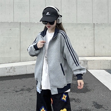 抖音得物高品质26春装美式高街重磅结构拼接织带立领卫衣外套CM42，女装短外套，电商A486-1