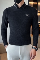 店主风小伙秋冬男修身衬衫领假二件针织毛衣301A-1/M66/P75控95，男装针织衫/毛衣，星座301A-1