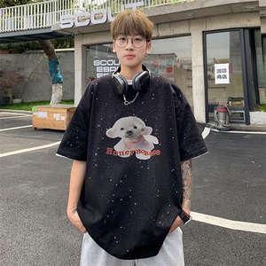 量大优供抖音视频 支持得物配合二开美式满天星亮片短袖T恤MTX395图片
