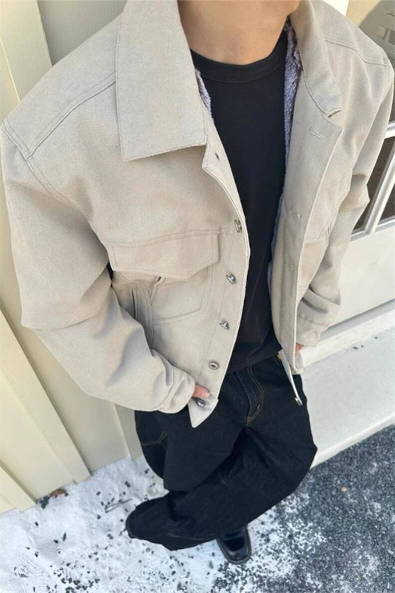 (非揭阳货)水洗帆布加绒军布仿兔毛夹克棉服男XZ514-2-MY34-P148,男装棉衣,星座514-2(原B239)