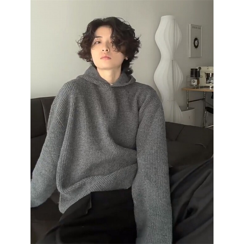 带帽套头开叉男毛衣宽松韩版针织衫M5306-p65,男装针织衫/毛衣,星座1212