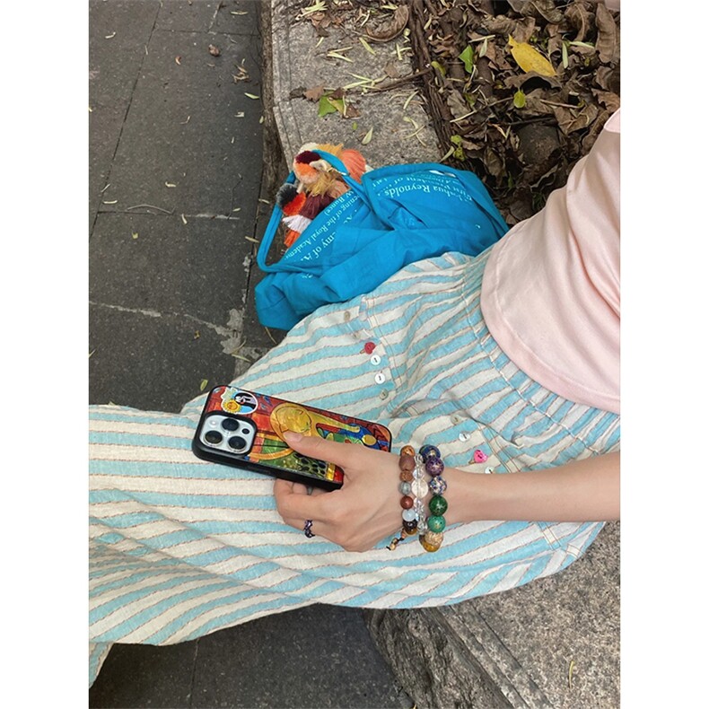 薄荷绿色贝壳扣条纹裤子男女款夏季设计感宽松慵懒长裤CCBN05-P53,男装休闲裤,星座1007（原301D）