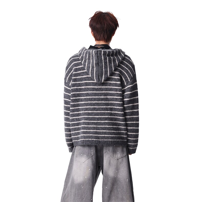 条纹连帽毛衣外套女上衣羊毛针织开衫MY05826-P65,男装针织衫/毛衣,星座308B-2