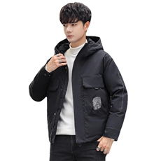 2025冬青年男士羽绒服男短款加厚连帽韩版帅气潮学生外套6563-P90，男装羽绒服，星座1210A