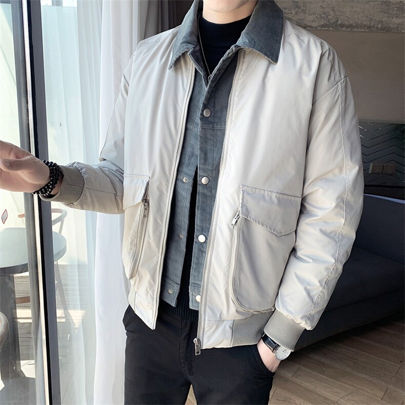 2025冬季男装加厚保暖棉衣假两件立体口袋休闲棉服外套957-P145图片