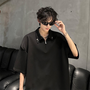 现货 金属装饰POLO领美式潮男百搭上衣T恤  A071-821-P45图片