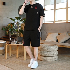 夏季短袖套装五分裤套装休闲新款风中式男，男装休闲套装，星座1206（原A206）