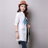 印花排扣2021年秋季简约时尚潮流文艺青春，女装衬衫，独衣靓