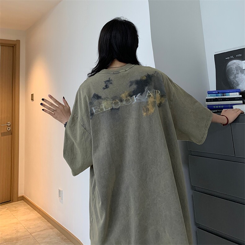 T021-P40美式230克纯棉水洗做旧涂鸦短袖,男装T恤,星座1501-1