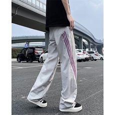 夏季新款条纹拼接男士薄款美式速干宽松休闲运动裤，女装休闲裤，星座410-7