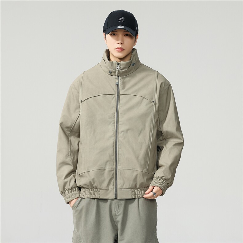 冬季潮牌立领防风棉服男士复 古纯色通勤保暖机能风工装W0112图片