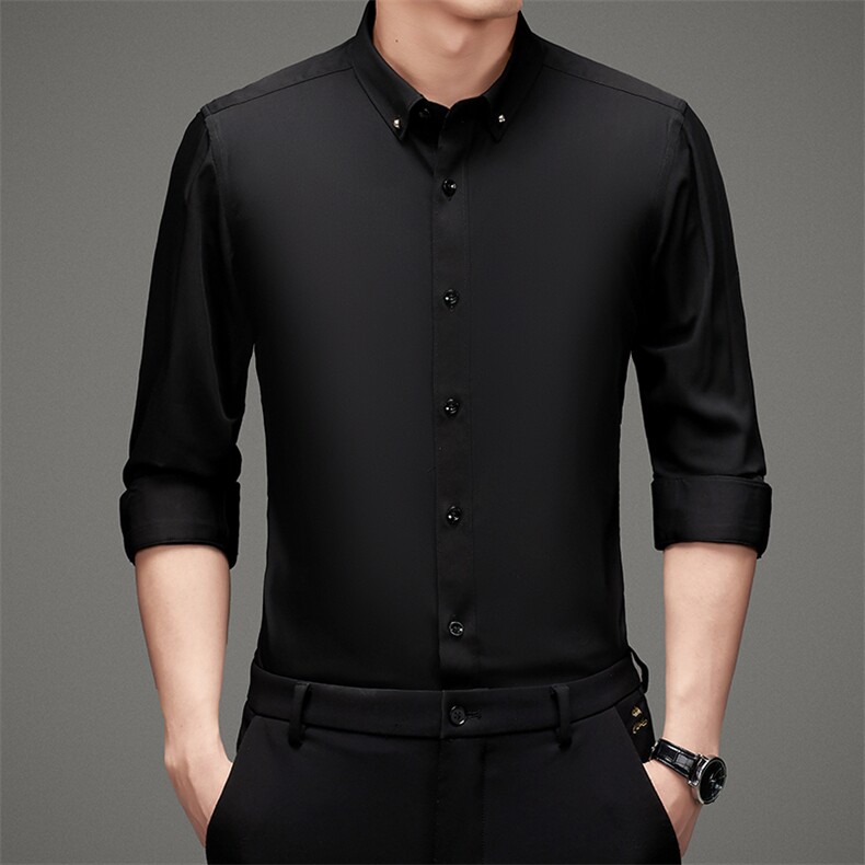 新款男士长袖衬衫商务休闲衬衣秋季上衣服高端中年时尚百搭男装,男装衬衫,电商B212（原钱塘6029）