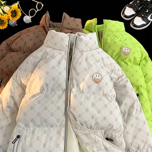 新款笑脸贴标字母加绒加厚保暖棉衣面包服A316-1-Y104P85控118图片