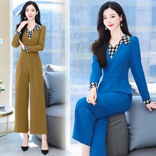 高端正品女装阔腿连衣裤2025春季新款时尚气质拼接裤，女装连体裤，韩美纤衣