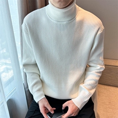 浅灰色高领毛衣条纹纯色打底衫男轻熟6006-P45，男装T恤，星座1012-1