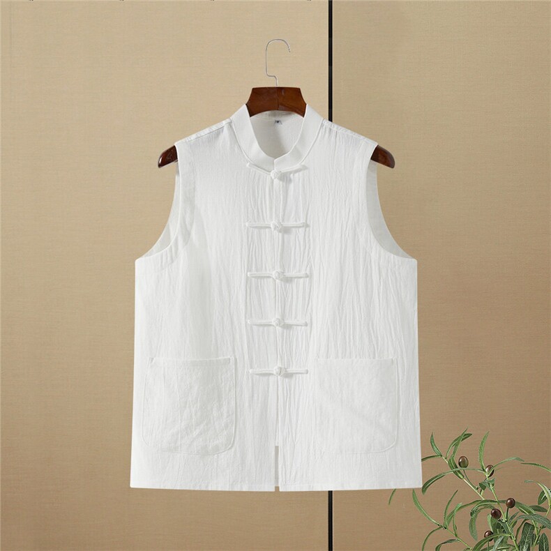 夏季风棉麻背心盘扣中式复古透气无袖马甲MK20-P35，男装背心/马甲，星座217-5