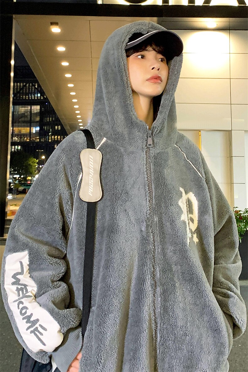 2024冬上新中性加绒休闲棉衣羊羔绒连帽外套男女987-P110控价158,男装棉衣,电商A441-1