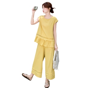 主推重工艺拼接蕾丝女夏新款休闲减龄穿搭两件套A2608-139-K218图片