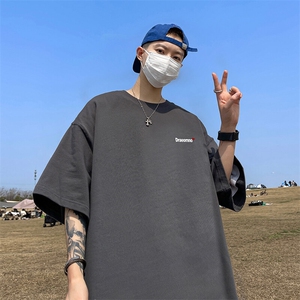 抖音得物二开现货供应220克夏装重磅美式高街宽松短袖t恤MT85图片