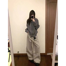 美式复古千鸟格西装裤男女款春秋潮牌宽松休闲百搭直筒阔腿长裤子，男装西服套装，星座601-1