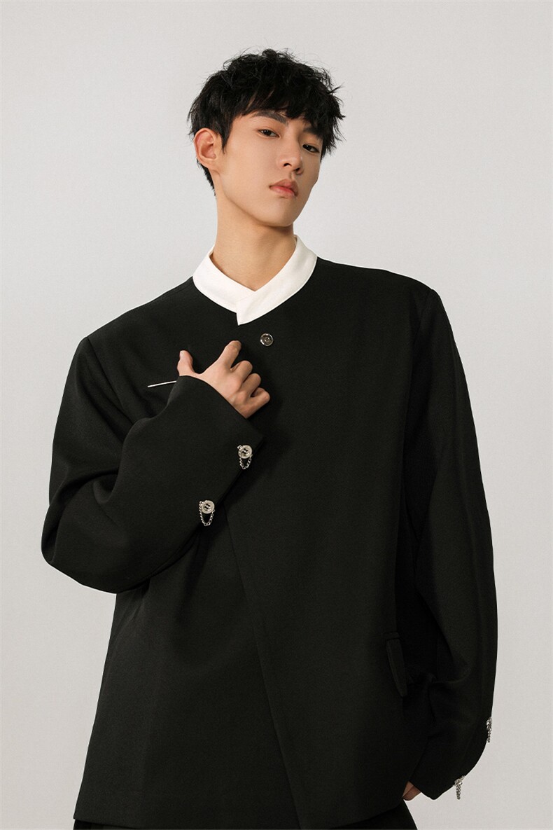 1新中式拼色大码M-5XL西服男:95%聚酯纤维5%氨纶XF77951特P65控98,男装西服,星座226-2