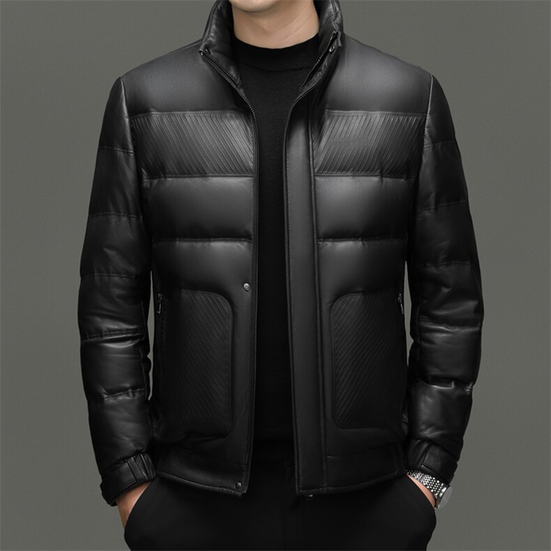 BG-F6692冬季男士海宁真皮羽绒服绵羊皮夹克立领羽绒内胆百搭外套,男装夹克,电商B360A（原721A）
