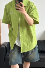 夏季新款速干短袖刺绣衬衫潮流港风宽松百搭男半袖CS285-P35，男装T恤，星座301C-5
