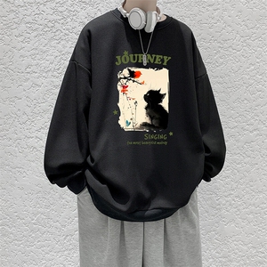 5XL华夫格卫衣男大码胖子圆领长袖t恤 HW76433-P30图片
