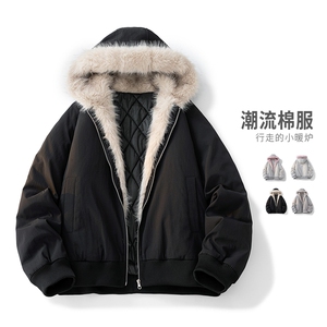 美式座山雕毛领羽绒棉服男款冬季保暖情侣棉衣外套MY2524-P95图片