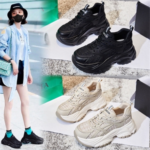 吸膜底老爹鞋秋季2022女士新款厚底真皮休闲女鞋百搭跑步运动鞋女图片