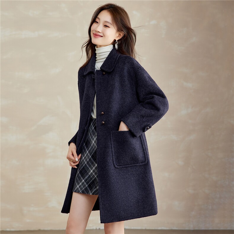 中长款毛呢外套女2025秋冬新款气质减龄高级感休闲百搭双面呢大衣，女装双面呢大衣，拾衣