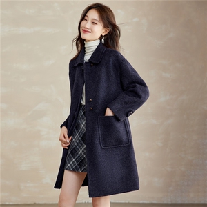 中长款毛呢外套女2025秋冬新款气质减龄高级感休闲百搭双面呢大衣,女装双面呢大衣,拾衣