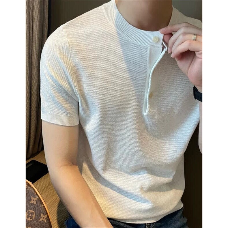 欧货半高领针织衫肌肉男硬汉紧身弹力短袖莫代尔条纹t恤Z04,男装T恤,星座1116A-2（原606A-1）