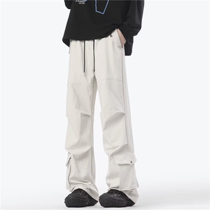 秋款男休闲裤工装大口袋褶皱直筒长裤大码M-5XL h10105 P50图片