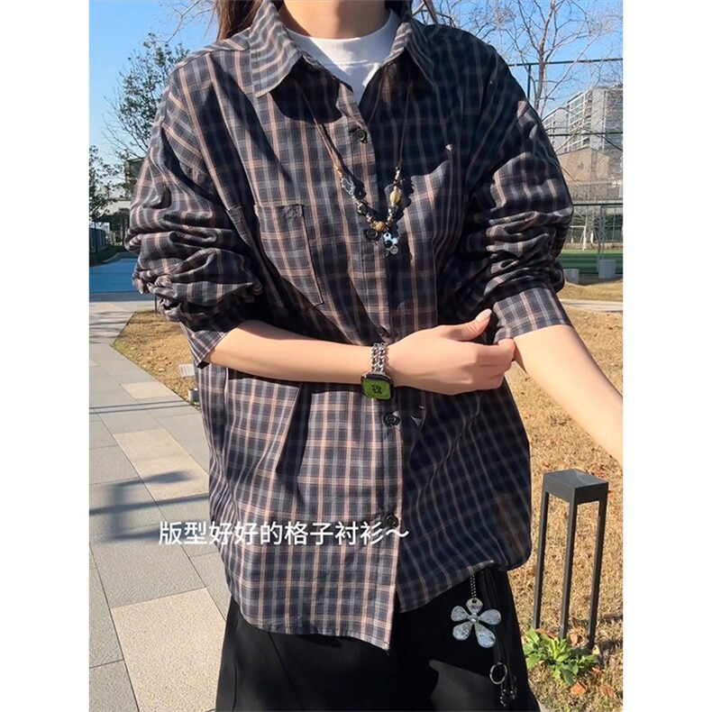 松弛感老钱风格子衬衫高级感宽松上衣外套男女C61311-TP4588,男装衬衫,电商A102