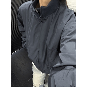 现货 26春装美拉德立领飞行夹克纯色复古廓形高街棒球服外套图片