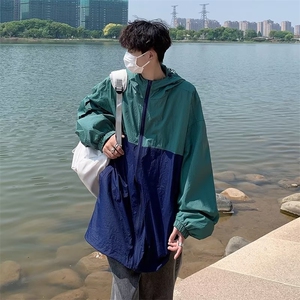 户外冲锋衣外套男潮日系工装设计感拼接撞色防水登山服F0120-P37图片