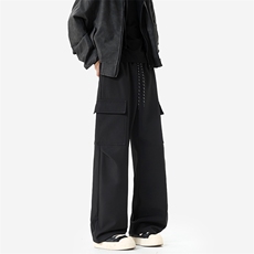 2025秋冬新款加绒加厚美式潮牌工装裤男宽松直筒裤子-A2314TP30，男装休闲裤，电商B241