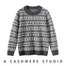 男女通用春秋冬四平加厚小鹿，童装儿童羊绒衫，奥赛羊绒童装