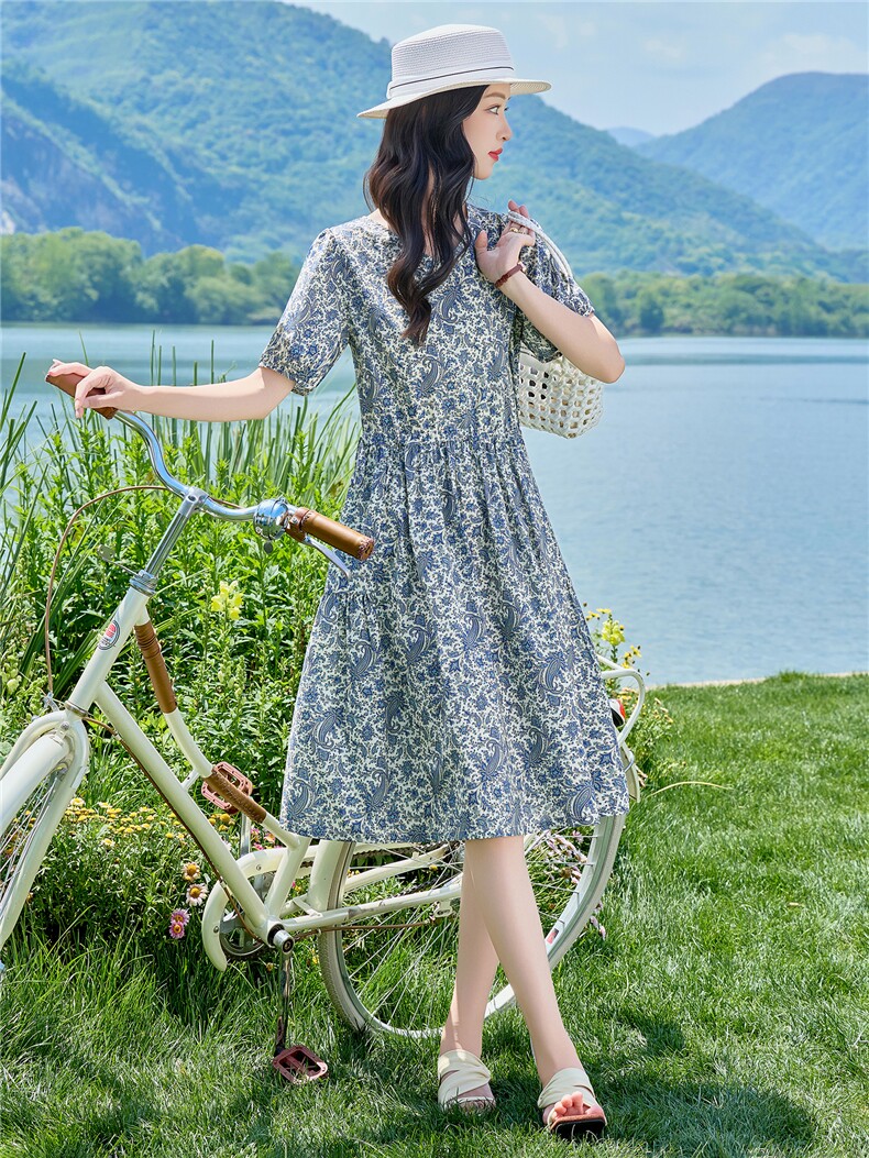 6802时尚印花抽绳显瘦连衣裙,女装连衣裙,倪叶myz