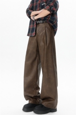 8XL-M特大码皮裤男直通休闲裤软软PU皮宽松阔腿男K9102P75控95，男装皮裤，电商D206-1