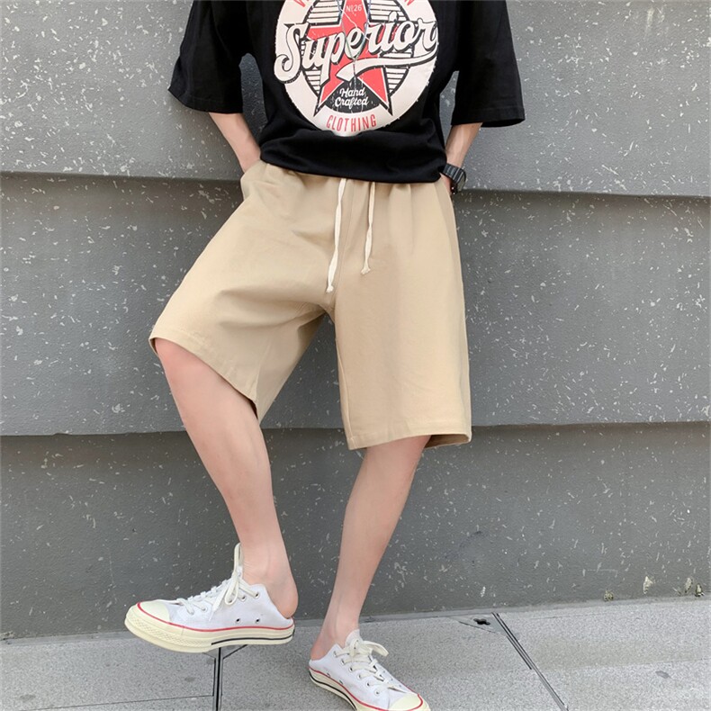潮牌休闲宽松直筒短裤运动裤学生夏季七分沙滩裤HK82P37,男装休闲裤,星座914-1