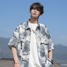 2026夏季潮流扎染冰丝短袖衬衫男外套CD5484特P25建议零售价58，男装T恤，电商A001