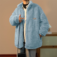 冬季新款时尚百搭棒球羊羔毛绒棉服外套加厚颗粒外套MY0112-P83，男装棉衣，星座308B-1