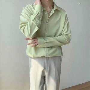 高级坠感衬衫男长袖夏季薄款宽松慵懒风韩版潮百搭衬衣 W954-P25图片