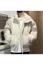 网图PU棉衣加厚保暖宽松立领外套休闲潮流棉服310A-MY008-P70，男装棉衣，四季星座310A