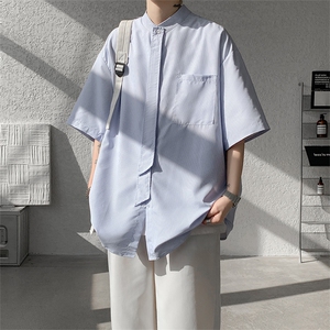 明星私服学院风条纹衬衫搭配可拆卸领带 英伦风条纹打底衬衫 P38图片
