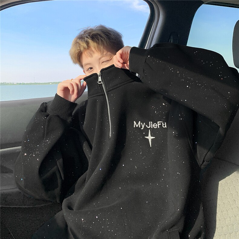大满天星大码重磅高品质刺绣半拉链立领卫衣JF41-特P63控88,男装卫衣,电商A422-1