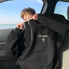 大满天星大码重磅高品质刺绣半拉链立领卫衣JF41-特P63控88，男装卫衣，电商A422-1