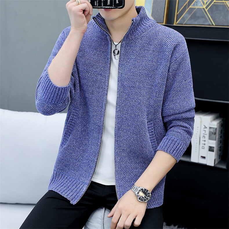 品质好秋冬季新款男士休闲立领毛衣外套百搭加绒夹克8907-P50，男装针织衫/毛衣，星座1706